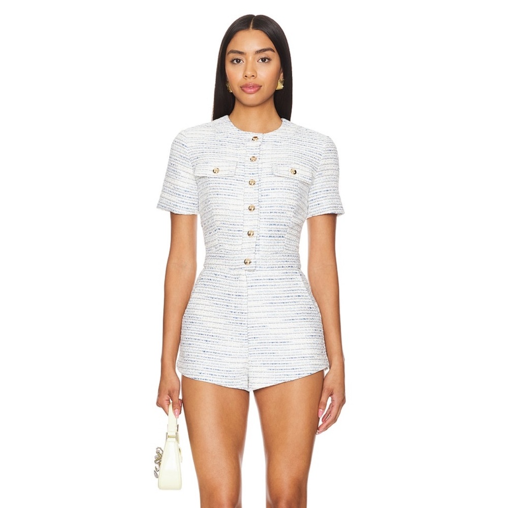 X Revolve Danes Romper in Waldorf Tweed Blue
Amanda Uprichard